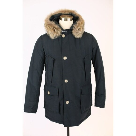 $1,095 Woolrich Down Filled Fur Trim Parka Sz Small Forest Green MINT